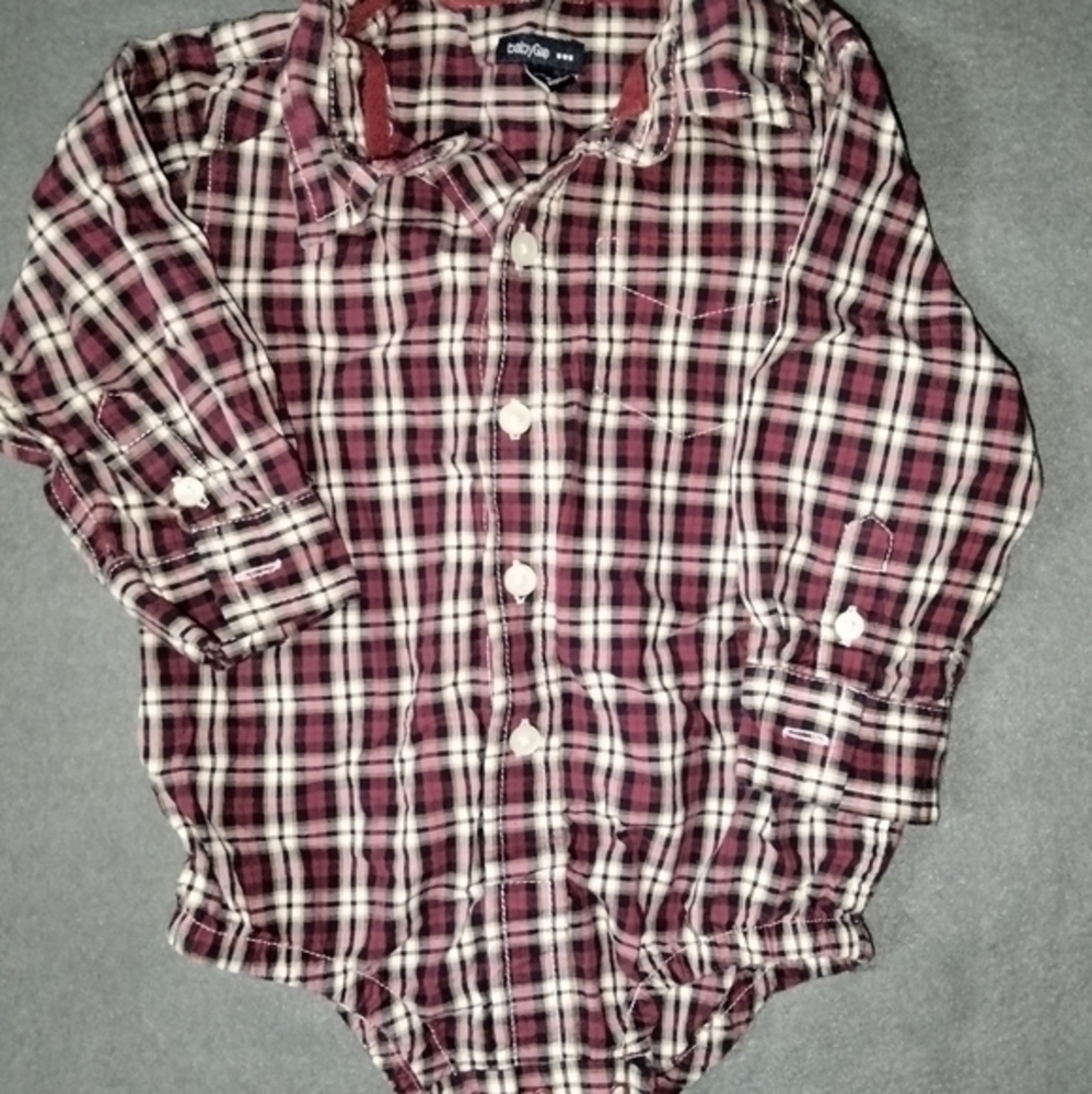 Boys babyGap red plaid button down snap bottom bodysuit size‎ 6-12 months